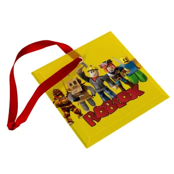 Roblox squad, Στολίδι Χριστουγεννιάτικο στολίδι γυάλινο τετράγωνο 9x9cm