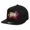 Children's Flat Snapback Hat, Black (100% COTTON, CHILD, UNISEX, ONE SIZE)