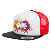 Καπέλο Ενηλίκων Foam Flat Snapback με Δίχτυ Μαύρο-Λευκό-Κόκκινο (POLYESTER, ΕΝΗΛΙΚΩΝ, UNISEX, ONE SIZE)