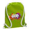 Τσάντα πλάτης πουγκί GYMBAG LIME GREEN, με τσέπη (40x48cm) & χονδρά κορδόνια