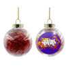 Στολίδι Χριστουγεννιάτικη μπάλα δένδρου διάφανη με κόκκινο γέμισμα 8cm