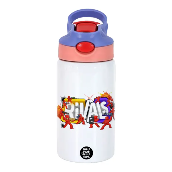Roblox Rivals — Παιδικό παγούρι θερμό, ανοξείδωτο, με καλαμάκι ασφαλείας, ροζ/μωβ (350ml)