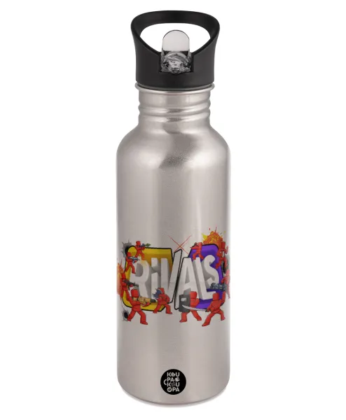 Roblox Rivals — Water bottle Silver with straw, stainless steel 600ml