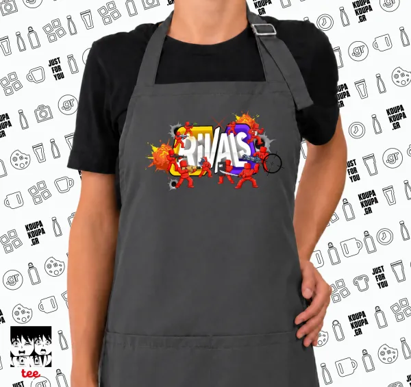 Roblox Rivals — GREY long chef's cooking apron with pockets (adult, grey)