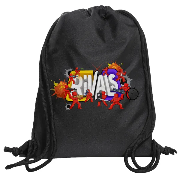 Roblox Rivals — Τσάντα πλάτης πουγκί GYMBAG Μαύρη, με τσέπη (40x48cm) & χονδρά κορδόνια