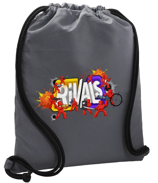 Roblox Rivals — Τσάντα πλάτης πουγκί GYMBAG ΓΚΡΙ, με τσέπη (40x48cm) & χονδρά κορδόνια