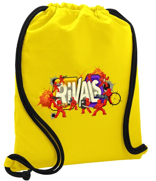 Roblox Rivals — Backpack pouch GYMBAG Yellow, with pocket (40x48cm) & thick cords
