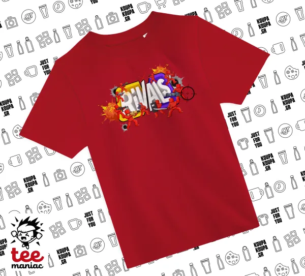 Roblox Rivals — RED childrens T-Shirt made of 100% cotton, for every day. Vegan & OEKO-TEX certified.
