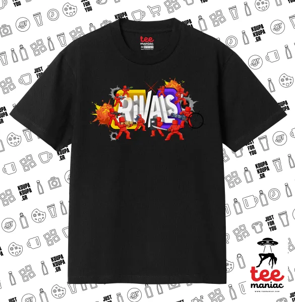 Roblox Rivals — ΜΑΥΡΟ Κλασικό T-Shirt, διπλής ραφής, χωρίς πλευρικές ραφές από 100% βαμβάκι. Vegan & OEKO-TEX πιστοποιημένο.