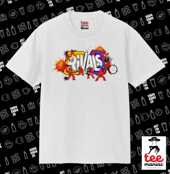 Roblox Rivals — ΛΕΥΚΟ Κλασικό T-Shirt, διπλής ραφής, χωρίς πλευρικές ραφές από 100% βαμβάκι. Vegan & OEKO-TEX πιστοποιημένο.