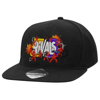 Roblox Rivals, Adult Flat Snapback Hat Black, (100% COTTON TWILL, ADULT, UNISEX, ONE SIZE)