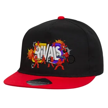 Roblox Rivals, Children's Flat Snapback Hat, Black/Red (100% COTTON, CHILDREN'S, UNISEX, ONE SIZE)