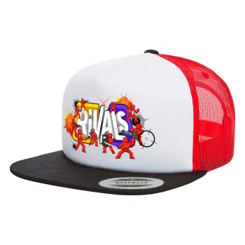 Roblox Rivals, Καπέλο Ενηλίκων Foam Flat Snapback με Δίχτυ Μαύρο-Λευκό-Κόκκινο (POLYESTER, ΕΝΗΛΙΚΩΝ, UNISEX, ONE SIZE)