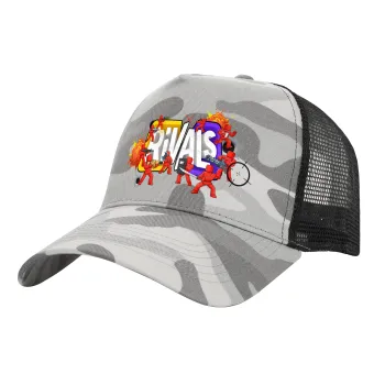 Roblox Rivals, Adult Structured Trucker Hat, with Mesh, (Camouflage) Army Camo (100% COTTON, ADULT, UNISEX, ONE SIZE)