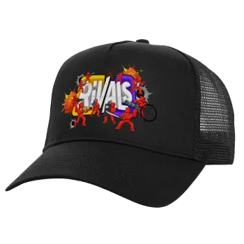 Roblox Rivals, Structured Trucker Adult Hat, with Mesh, Black (100% COTTON, ADULT, UNISEX, ONE SIZE)