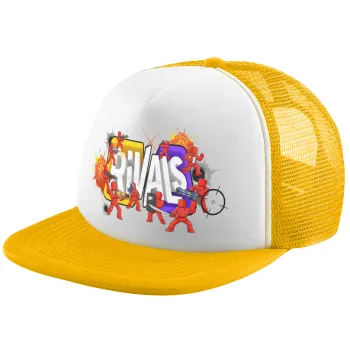 Roblox Rivals, Adult Soft Trucker Hat with Yellow/White Mesh (POLYESTER, ADULT, UNISEX, ONE SIZE)