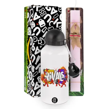 Roblox Rivals, Πασχαλινή Λαμπάδα με παγούρι μεταλλικό αλουμινίου (500ml) & κερί αρωματικό πλακέ (30cm) (ΡΟΖ)