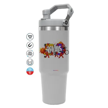 Roblox Rivals, ΓΚΡΙ χρώματος Θερμός Ανοξείδωτο 890ml (30oz) με χερούλι