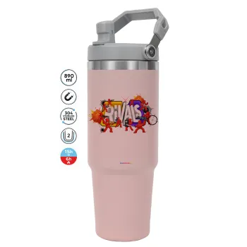 Roblox Rivals, ΡΟΖ χρώματος Θερμός Ανοξείδωτο 890ml (30oz) με χερούλι