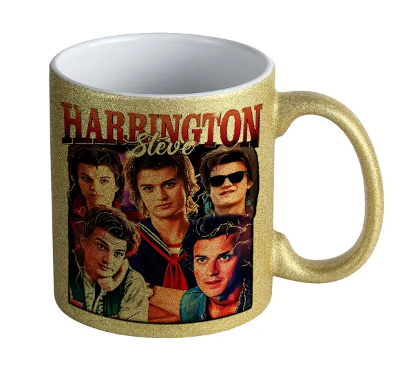 Steve Harrington — Gold glitter mug that sparkles, ceramic, 330ml