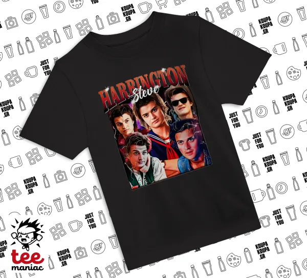 Steve Harrington — ΜΑΥΡΟ Άνετο παιδικό T-Shirt από 100% βαμβάκι, για κάθε μέρα. Vegan & OEKO-TEX πιστοποιημένο.