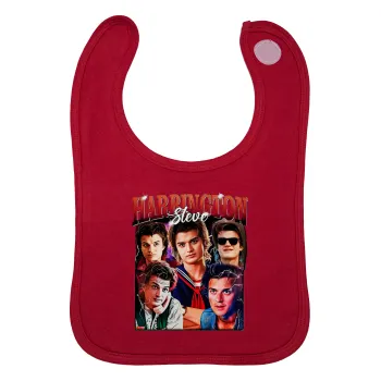 Steve Harrington, Stranger Things, Σαλιάρα με Σκρατς Κόκκινη 100% Organic Cotton (0-18 months)