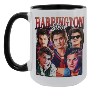 Steve Harrington, Stranger Things, Κούπα Mega 15oz, κεραμική Μαύρη, 450ml