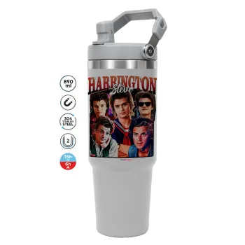 Steve Harrington, Stranger Things, GREY color, 890ml (30oz) stainless Steel Tumbler with Handle