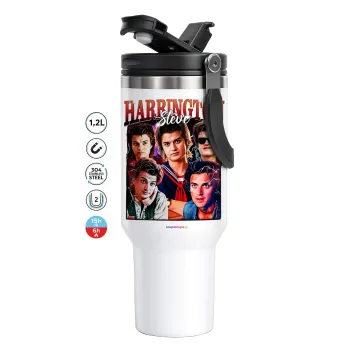 Steve Harrington, Stranger Things, Mega Stainless steel Tumbler with lid, double wall 1,2L
