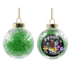 Στολίδι Χριστουγεννιάτικη μπάλα δένδρου διάφανη με πράσινο γέμισμα 8cm