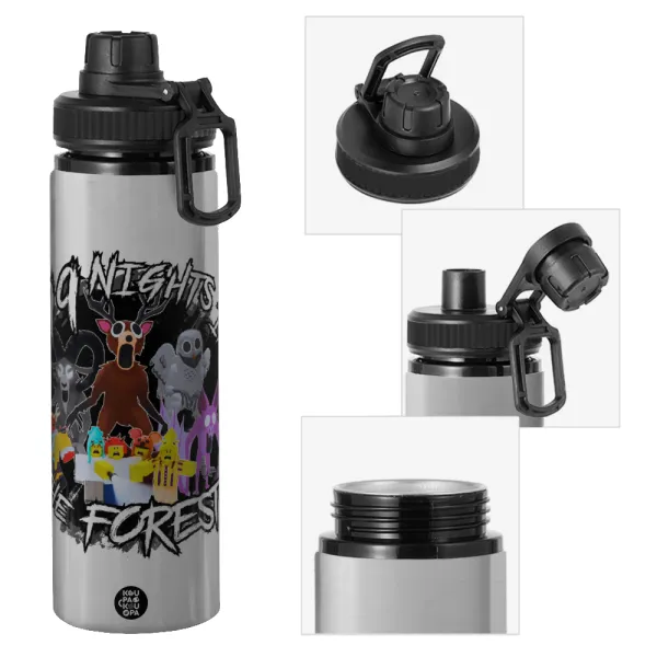 Roblox 99 nights in the forest — Metallic water bottle with safety cap, 850ml aluminum