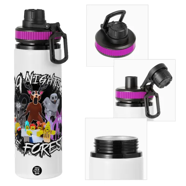 Roblox 99 nights in the forest — Metallic water bottle with safety lid, 850ml aluminum
