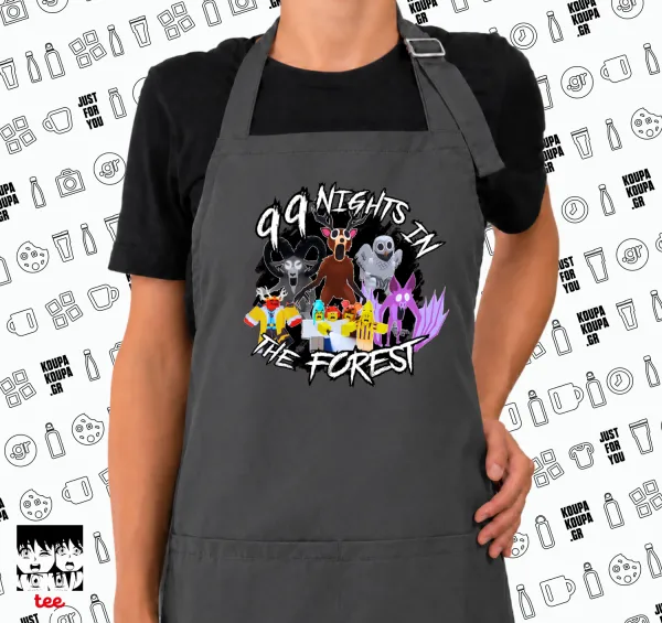 Roblox 99 nights in the forest — GREY long chef's cooking apron with pockets (adult, grey)
