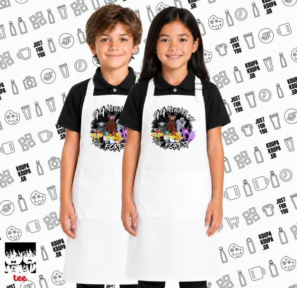 Roblox 99 nights in the forest — White kids' cooking apron with pockets