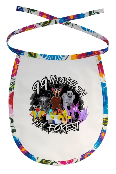 Roblox 99 nights in the forest — Stain-resistant baby bib with tie, multicoloured