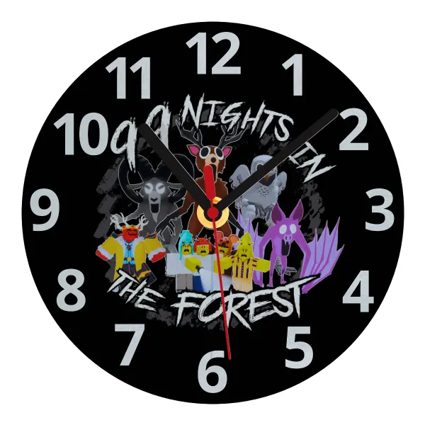 Roblox 99 nights in the forest — Glass wall clock (20cm)