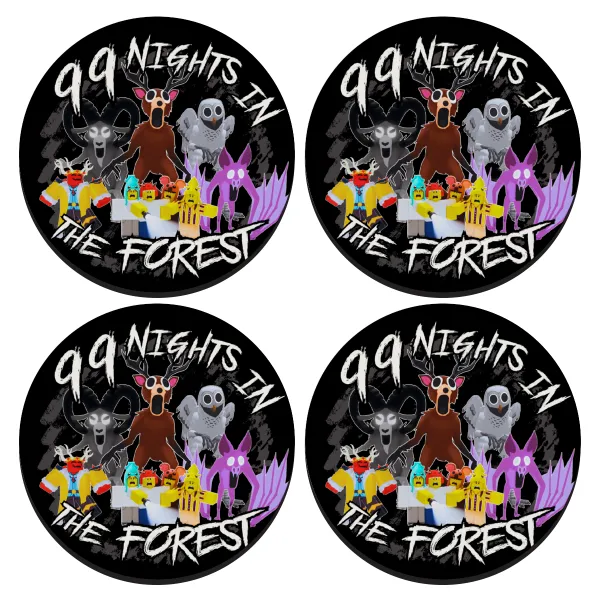 Roblox 99 nights in the forest — ΣΕΤ 4 Σουβέρ ξύλινα στρογγυλά (9cm)