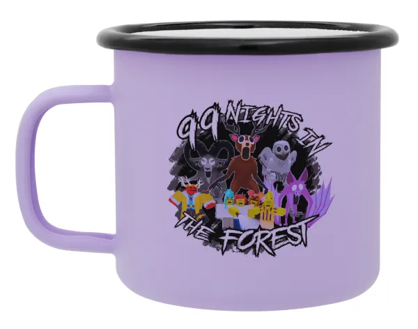 Roblox 99 nights in the forest — Metal enamel mug, matte light pastel purple, 360ml