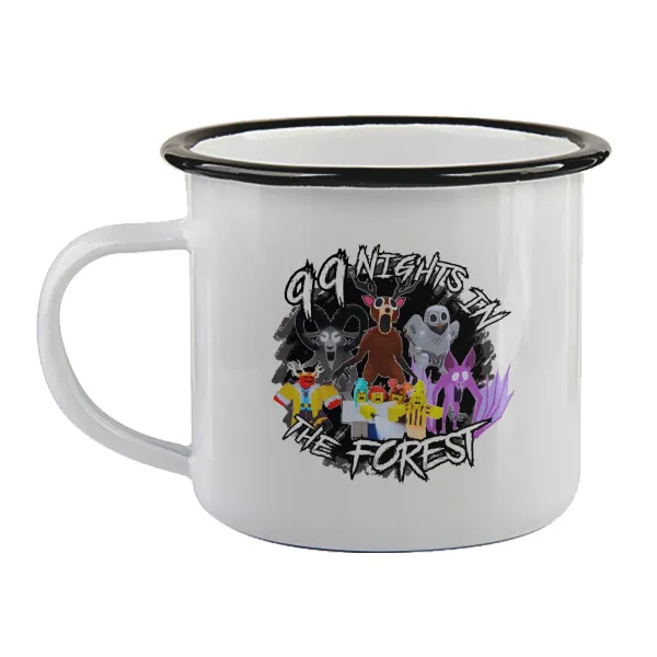 Roblox 99 nights in the forest — Enamel mug with black rim, 360ml