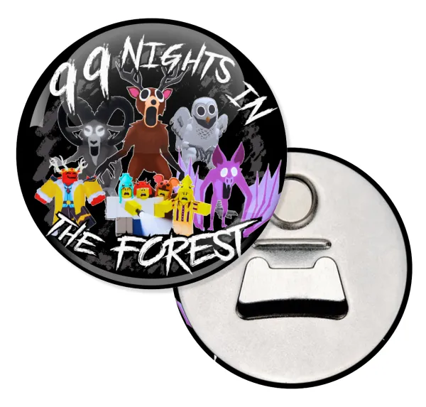 Roblox 99 nights in the forest — Round magnet and beer bottle opener, 5.9cm