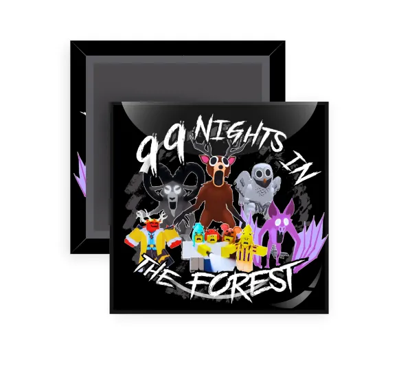 Roblox 99 nights in the forest — Square fridge magnet, 5x5cm