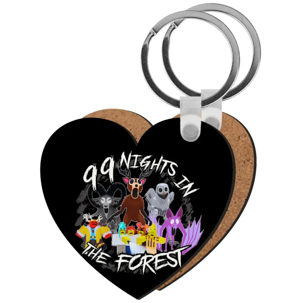 Roblox 99 nights in the forest — Heart wooden MDF keychain