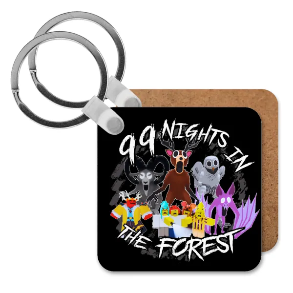 Roblox 99 nights in the forest — Square wooden MDF keychain