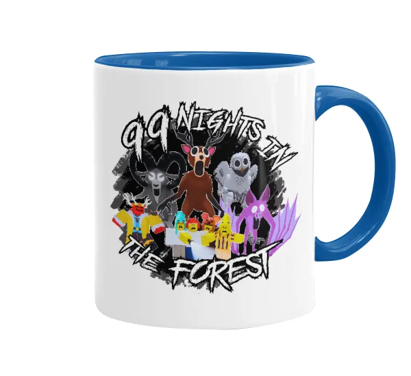 Roblox 99 nights in the forest — Κούπα χρωματιστή μπλε, κεραμική, 330ml