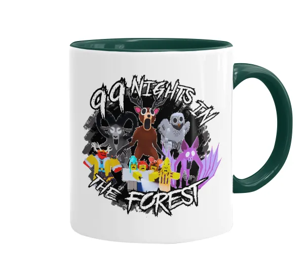 Roblox 99 nights in the forest — Κούπα χρωματιστή πράσινη, κεραμική, 330ml