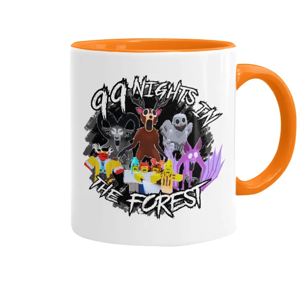 Roblox 99 nights in the forest — Κούπα χρωματιστή πορτοκαλί, κεραμική, 330ml