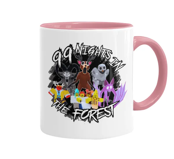 Roblox 99 nights in the forest — Κούπα χρωματιστή ροζ, κεραμική, 330ml
