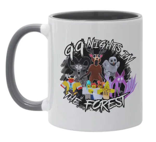 Roblox 99 nights in the forest — Κούπα χρωματιστή γκρι, κεραμική, 330ml