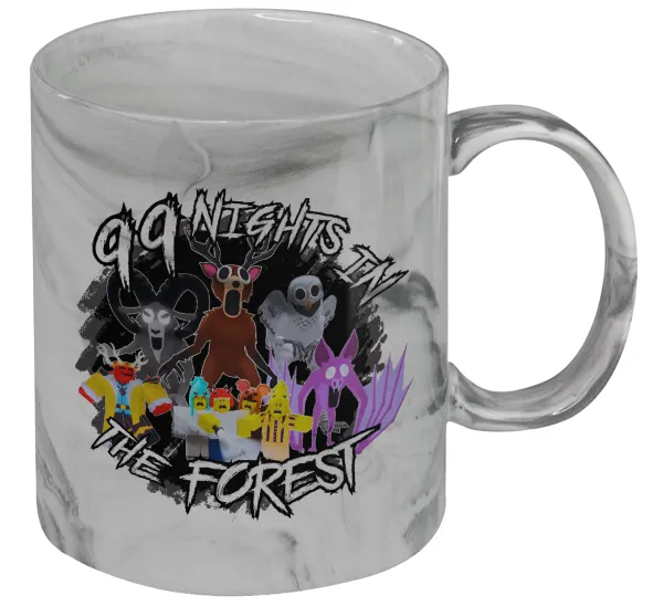 Roblox 99 nights in the forest — Κούπα κεραμική, marble style (μάρμαρο), 330ml