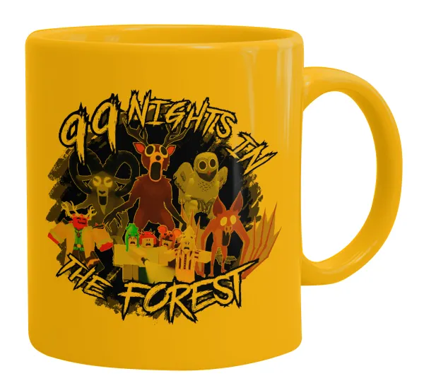 Roblox 99 nights in the forest — Ceramic coffee mug yellow, 330ml
